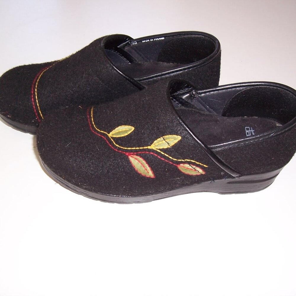 Dansko Wool Felt Clogs Leaf Patern